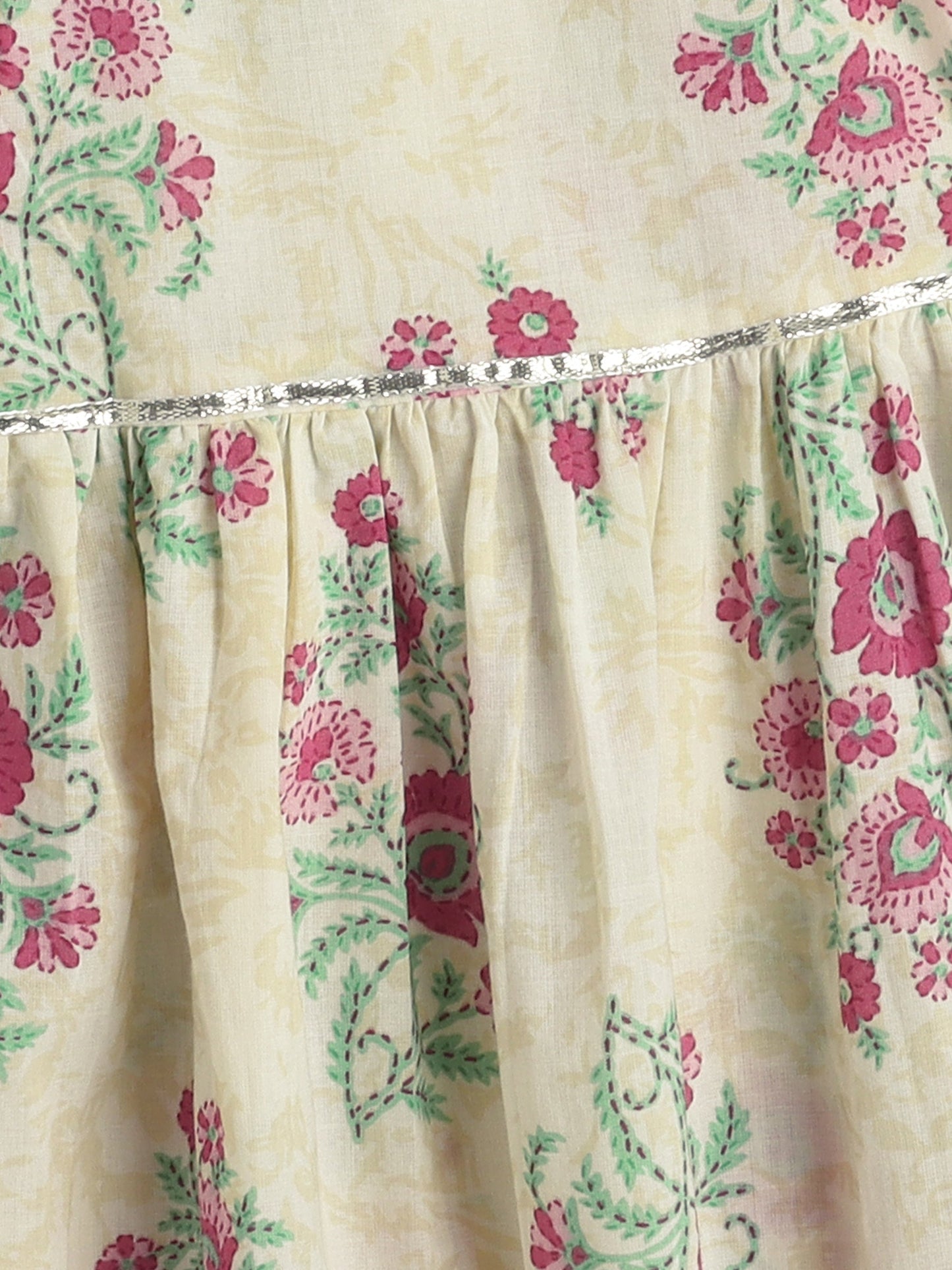 Sleeveless Floral Printed & Lace Embellished Kurta Palazzo With Dupatta Set - Off White