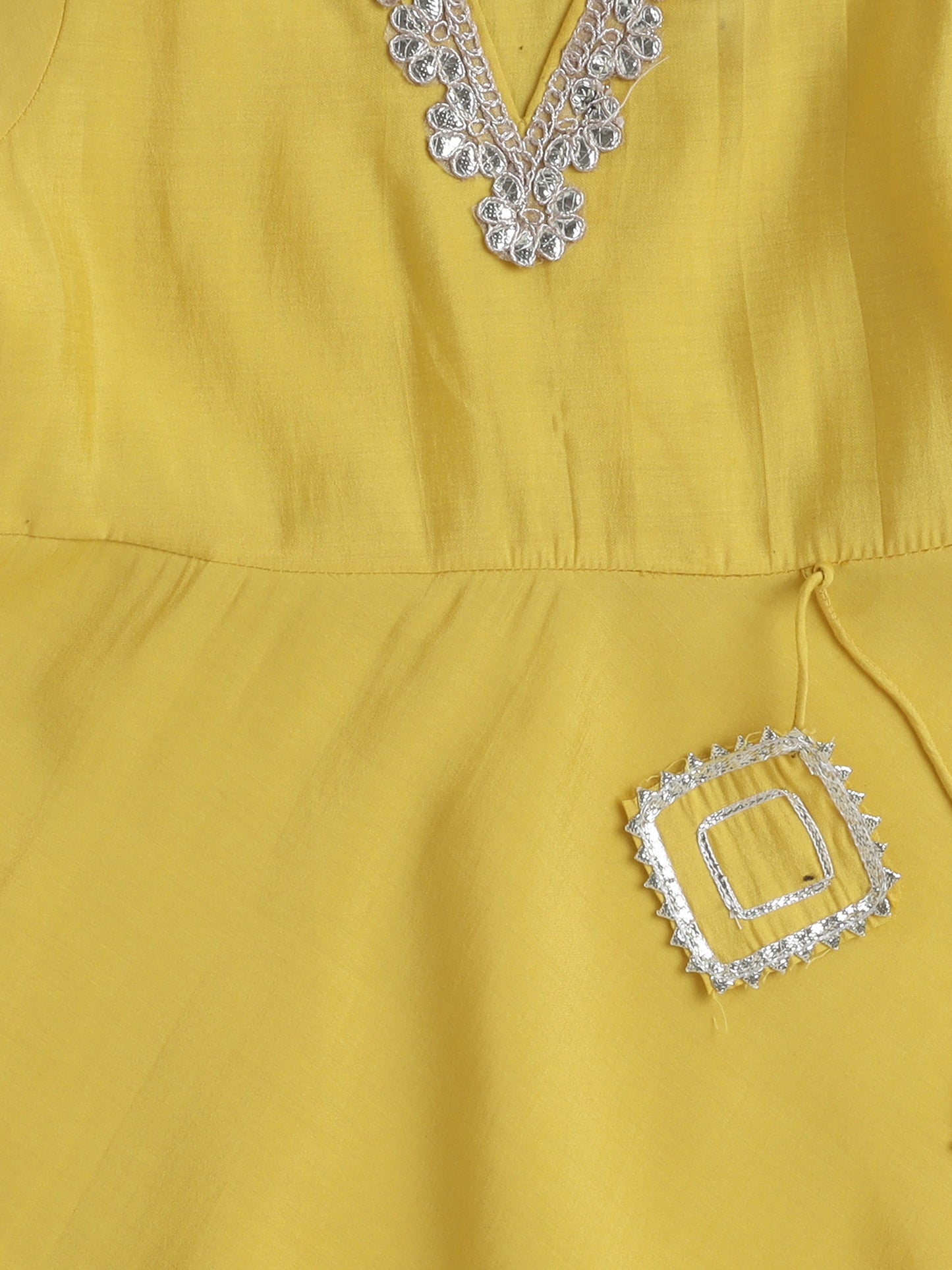 Short Sleeves Kurta with Lace Emebellished Sharara Set- Yellow