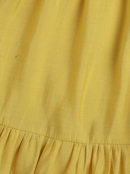 Short Sleeves Kurta with Lace Emebellished Sharara Set- Yellow