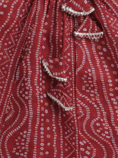Short Sleeves Embellished All Over Print Lehenga Choli Set- Maroon