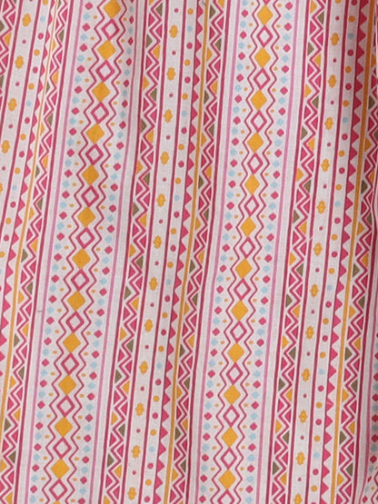 Half Sleeves Floral Printed & Lace Embellished Kurta With Salwar & Dupatta Set - Pink