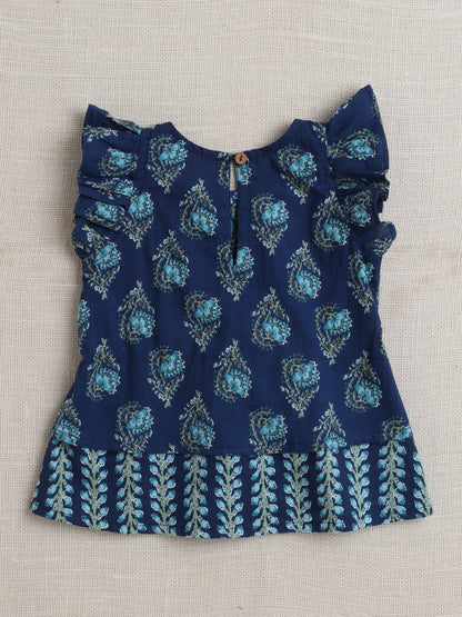 The Magic Wand Sleeveless Floral  Print Coordinating Top and Pant Set  Blue