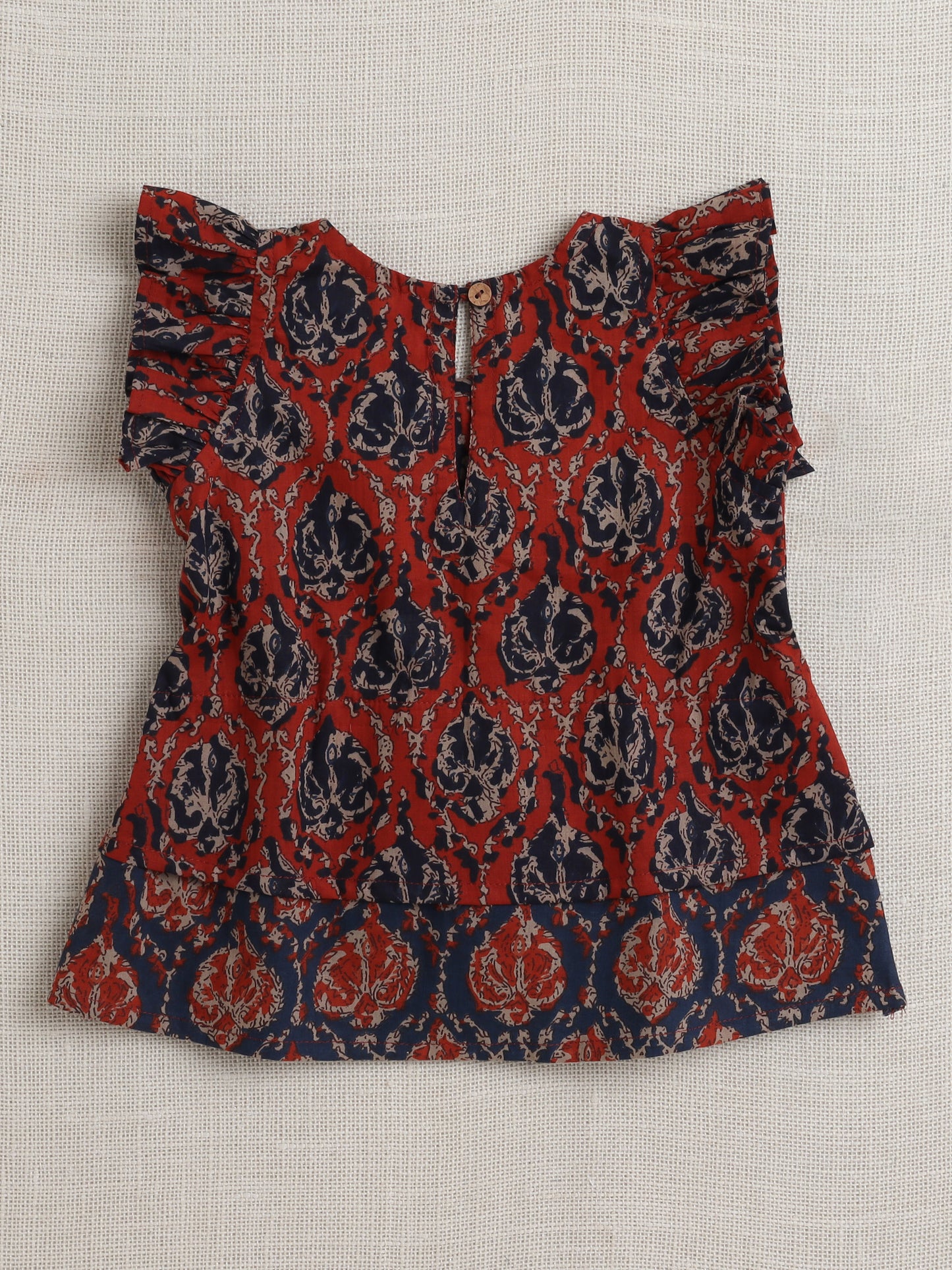 Sleeveless Floral Print Coordinating Top and Pant Set- Maroon