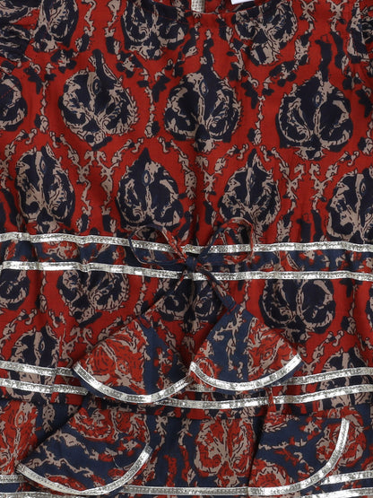 Sleeveless Floral Print Coordinating Top and Pant Set- Maroon