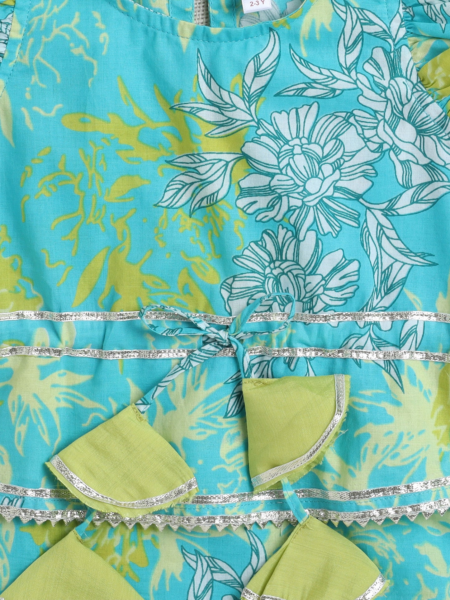 Sleeveless Floral Print Coordinating Top and Pant Set- Green