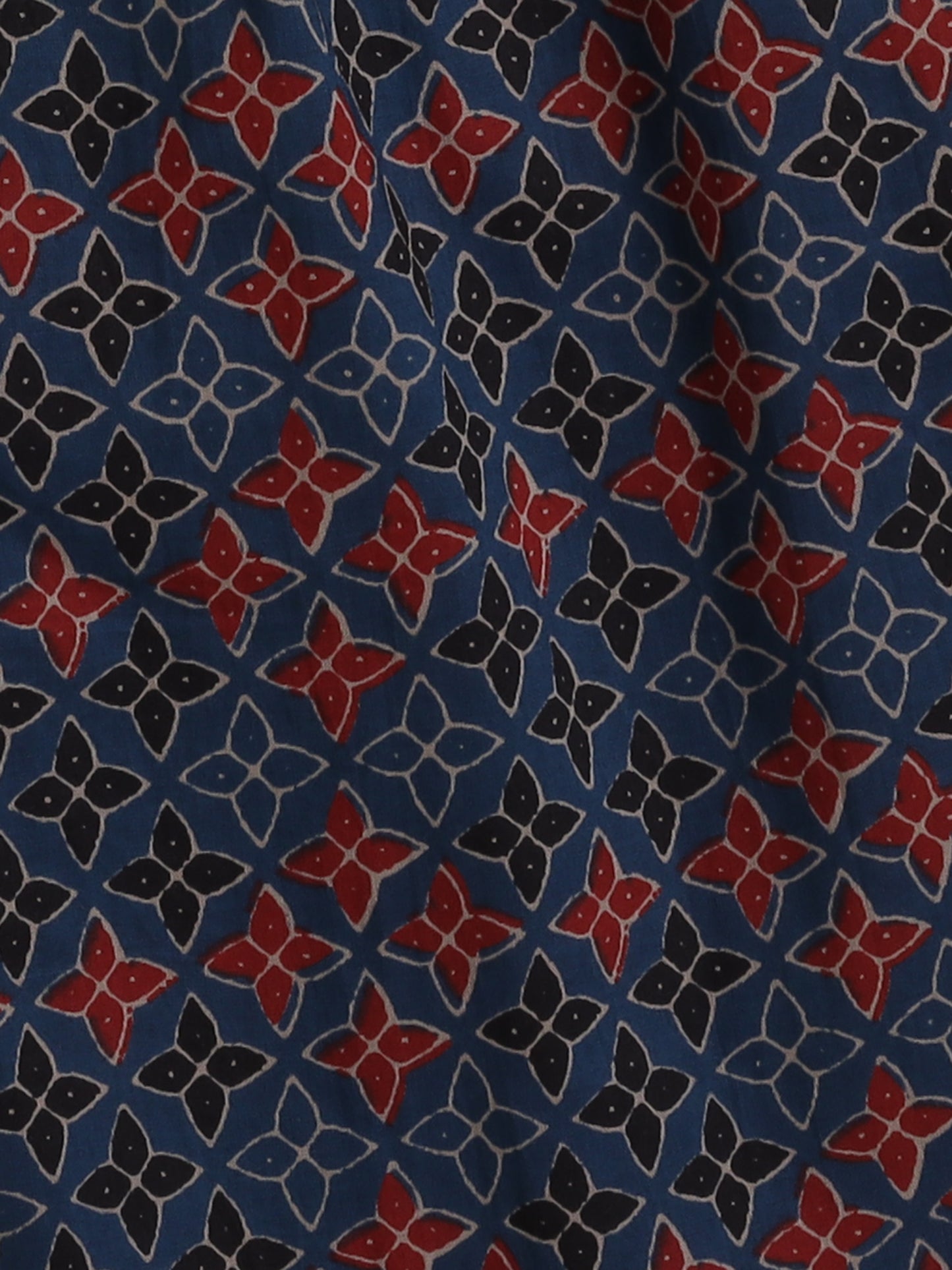 Half Sleeves Floral Print Kurta Set with Lace- Navy Blue