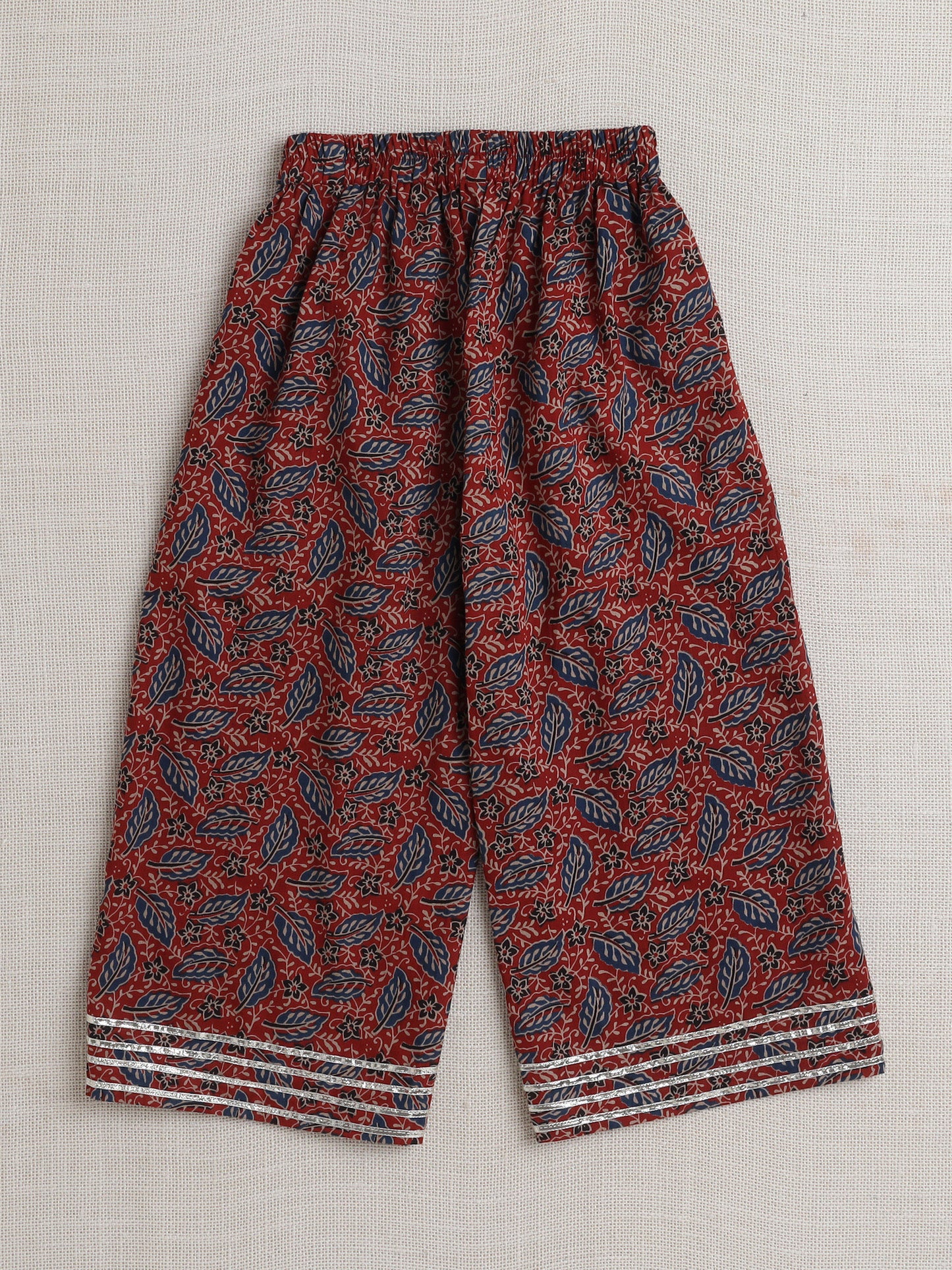 Sleeveless All Over Print Coordinating Top and Pant Set- Maroon