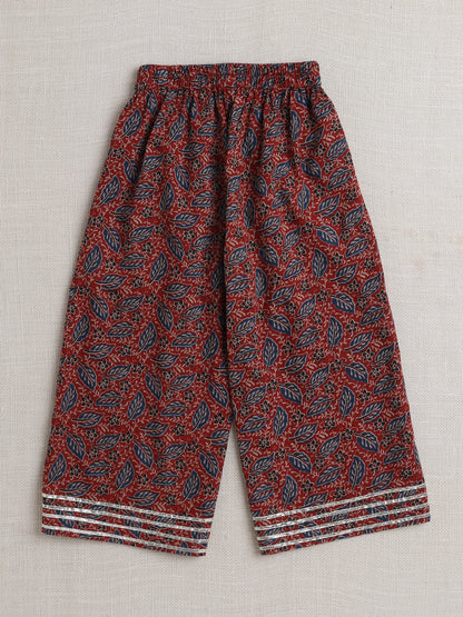 Sleeveless All Over Print Coordinating Top and Pant Set- Maroon
