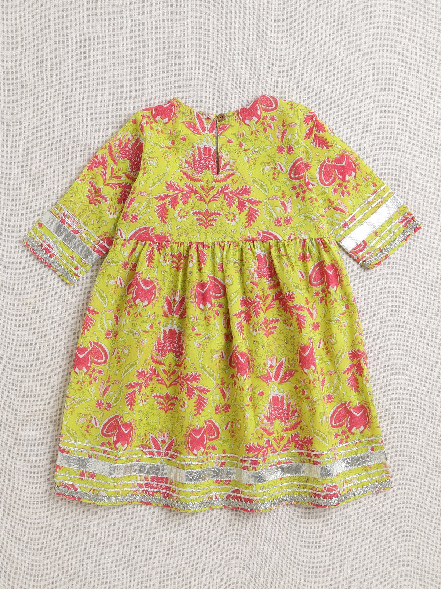 Half Sleeves Floral Print Alia Cut Kurta Set- Green