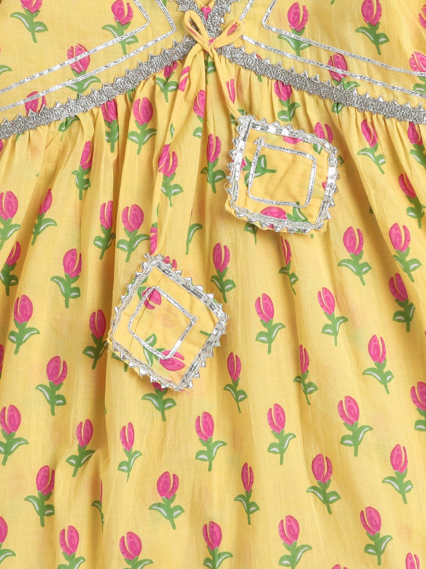 Half Sleeves Floral Print Alia Cut Kurta Set- Yellow