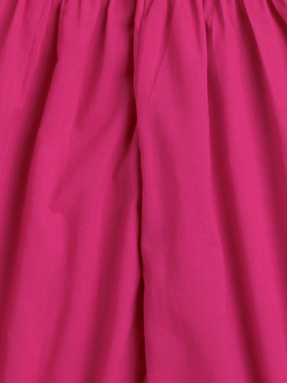 Half Sleeves Stripe Print Alia Cut Kurta Set- Fuchsia