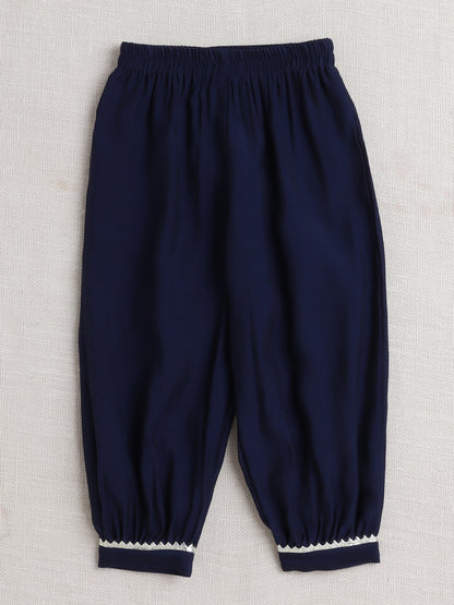 Half Sleeves Floral Print Alia Cut Kurta Set Indigo Blue