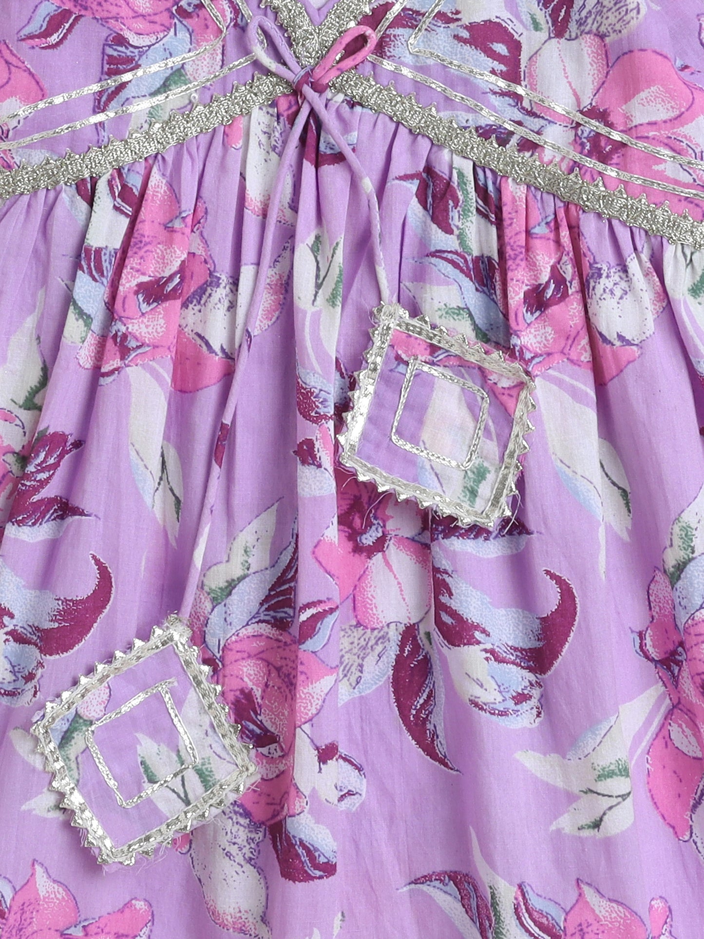 Half Sleeves Floral Print Alia Cut Kurta Set- Purple