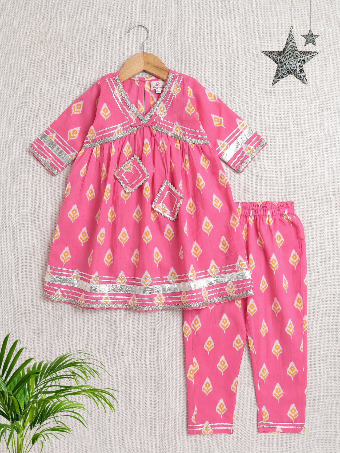 Half Sleeves Floral Print Alia Cut Kurta Set Pink
