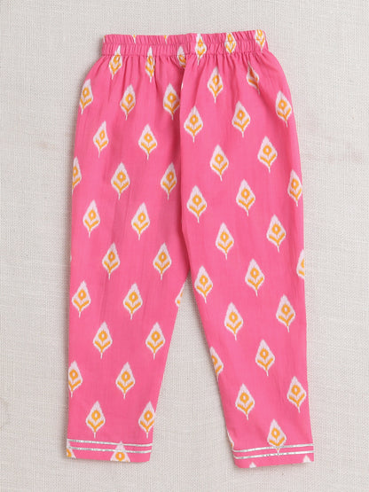 Half Sleeves Floral Print Alia Cut Kurta Set Pink