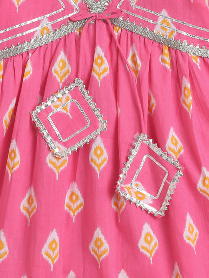 Half Sleeves Floral Print Alia Cut Kurta Set Pink