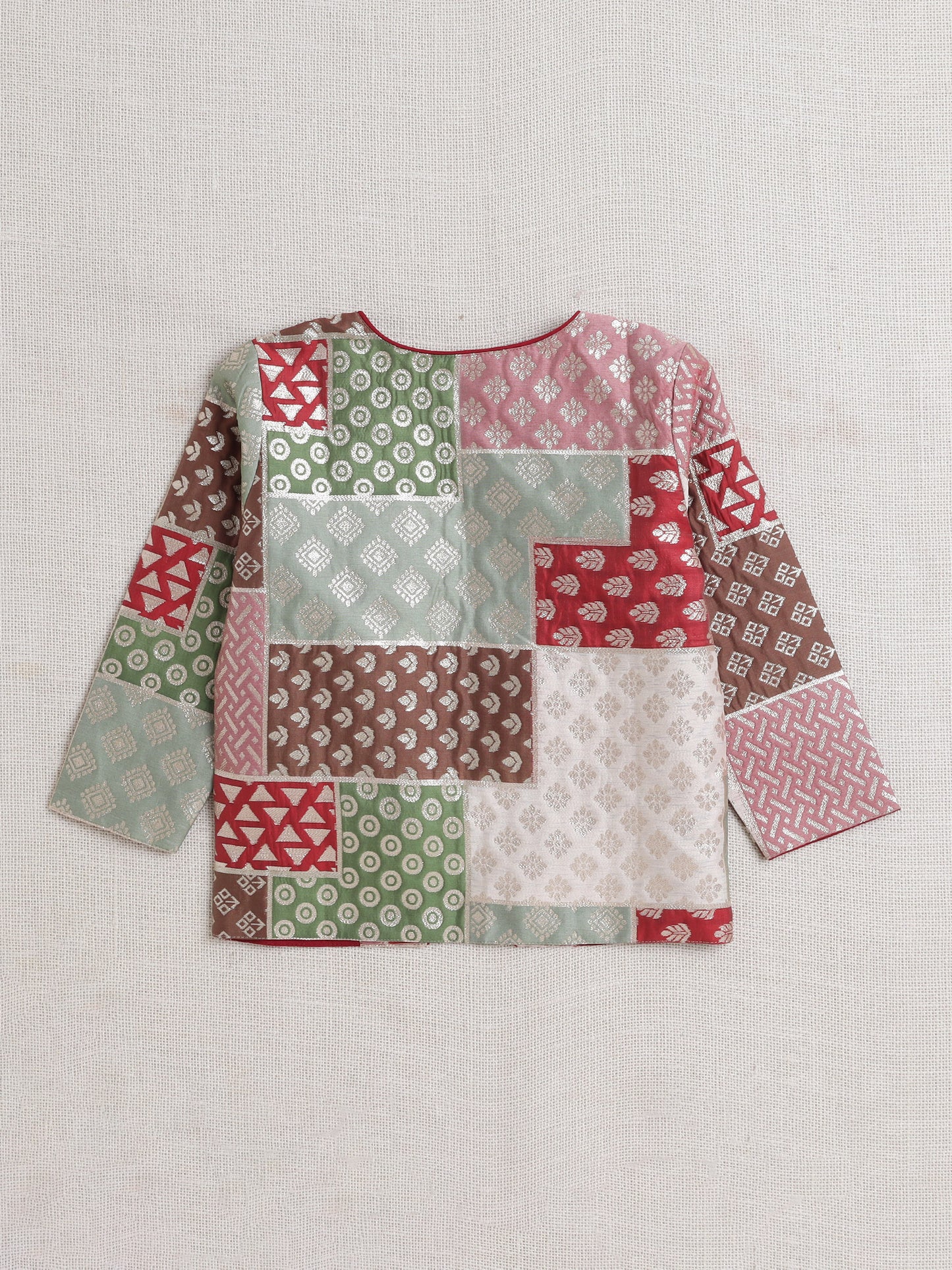 Half Sleeves All Over Print Jacket- Maroon