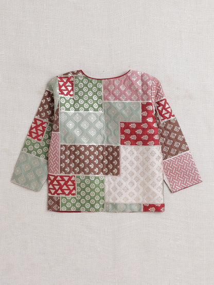 Half Sleeves All Over Print Jacket- Maroon