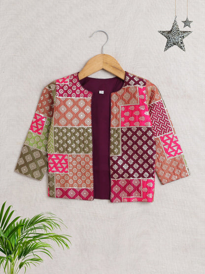 Full Sleeves Motif Printed Jacket - Maroon