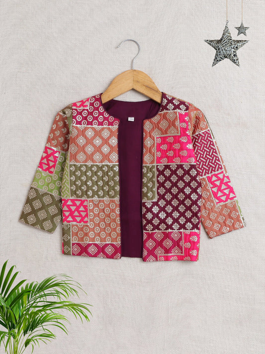 Full Sleeves Motif Printed Jacket - Maroon