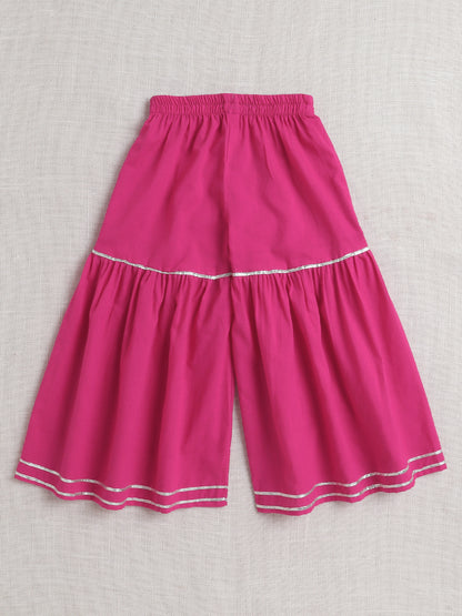Sleeveless All Over Print Kurta Set- Pink