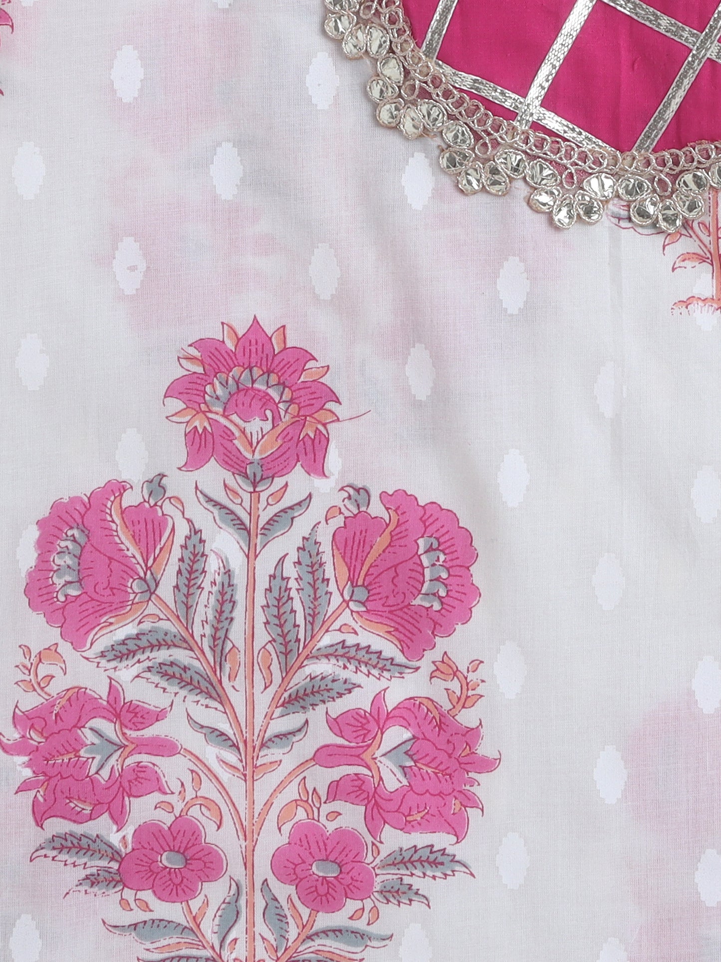 Sleeveless All Over Print Kurta Set- Pink
