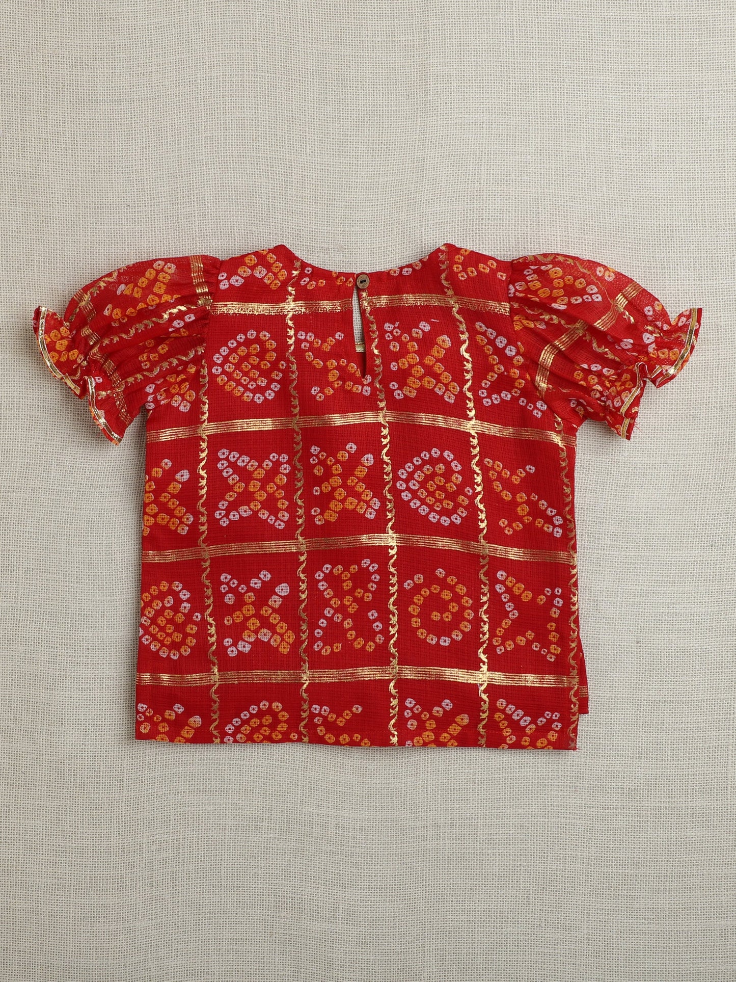 Half Sleeves Kota Butti & Foil Motifs Printed Pattu Pavadai Lehenga Choli Set - Red & White