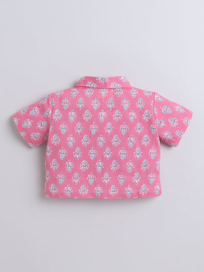 Floral Printed Top and Pant Set- Pink