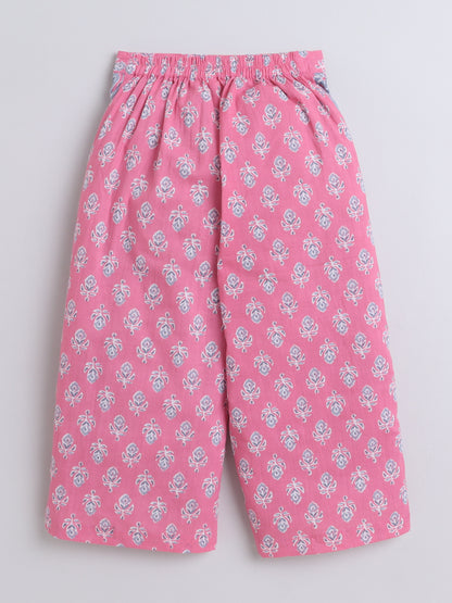 Floral Printed Top and Pant Set- Pink