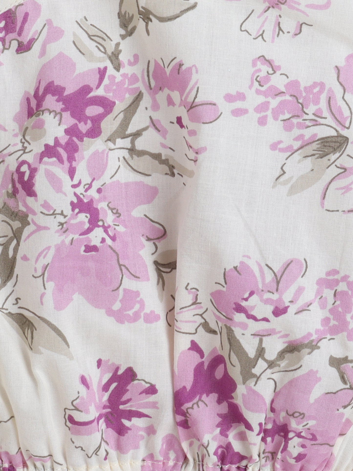 - Cotton One Shoulder Floral Printed Top With Tiered Skirt - Purple