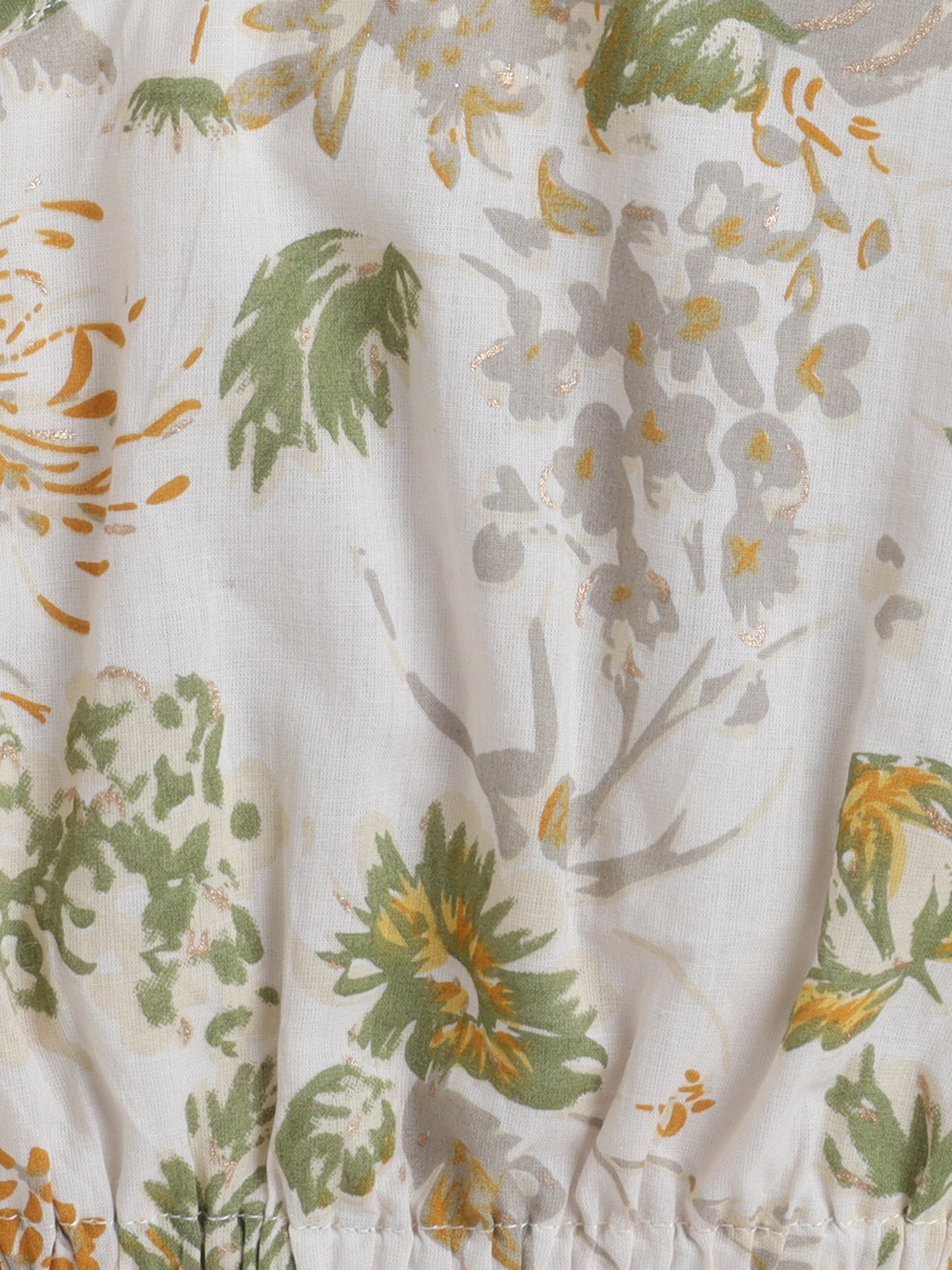 Cotton One Shoulder Floral Printed Top With Tiered Skirt - Yellow