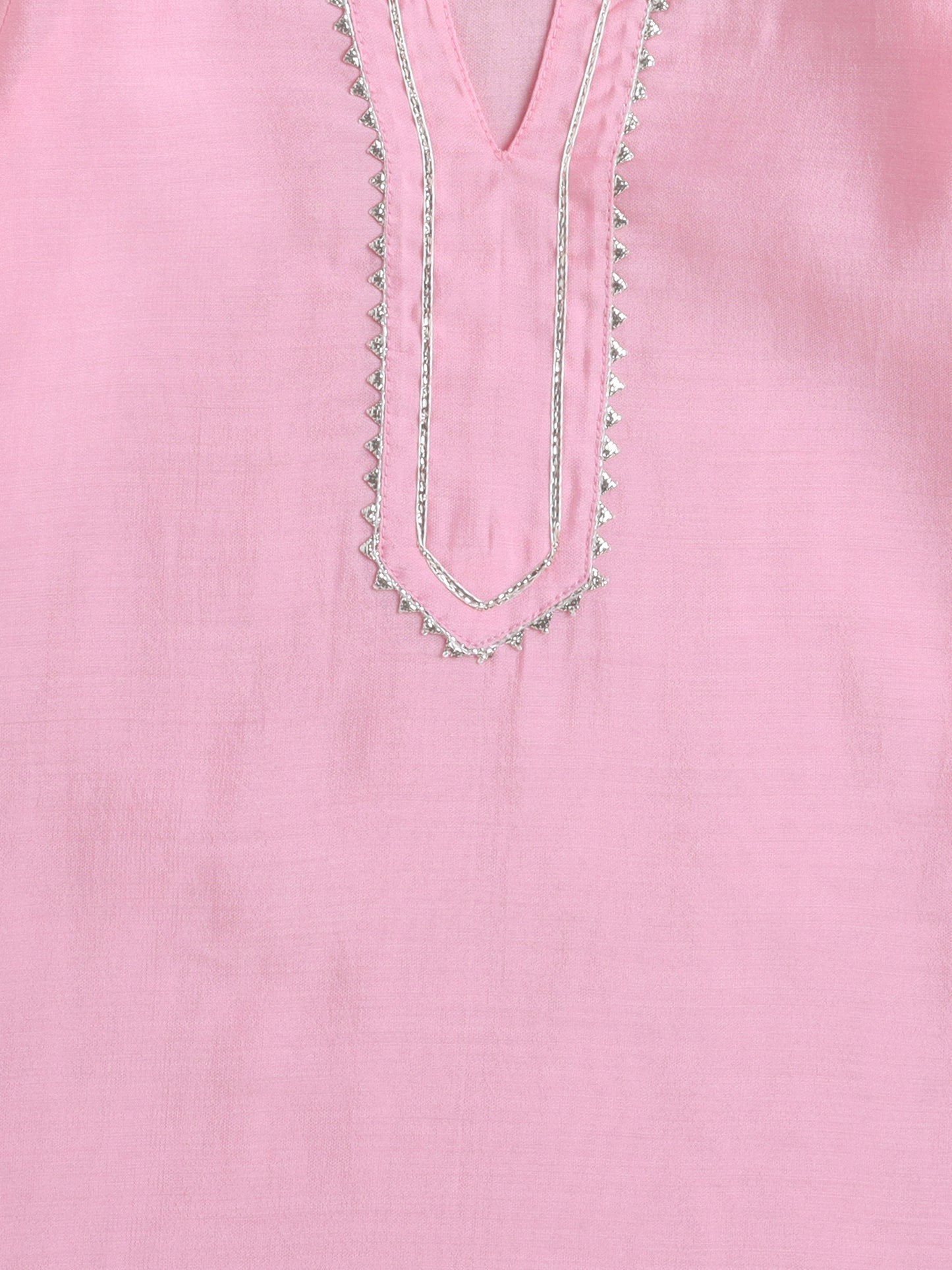 - Three Fourth Sleeves Lace Embellished Kurta And Sharara Set With Dupatta- Pink
