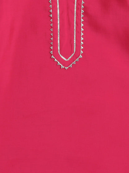 The Magic Wand Three Fourth Sleeves Lace Embellished Kurta And Sharara Set With Dupatta- Fuchsia