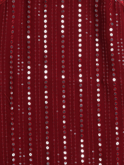  Singlet Sequins Embellished Kurta and Sharara Set - Maroon