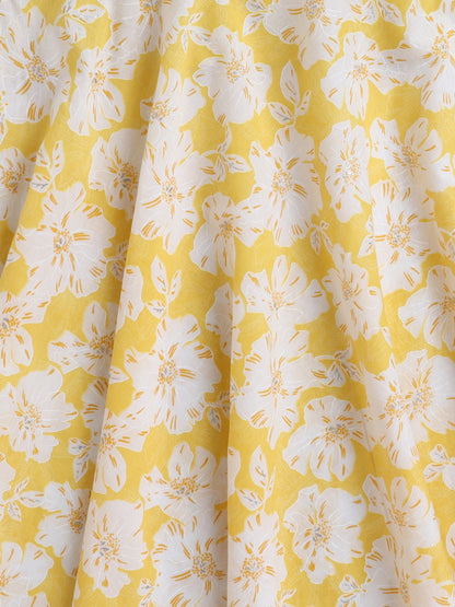 The Magic Wand Cotton Tie Up Floral Printed Dress Yellow