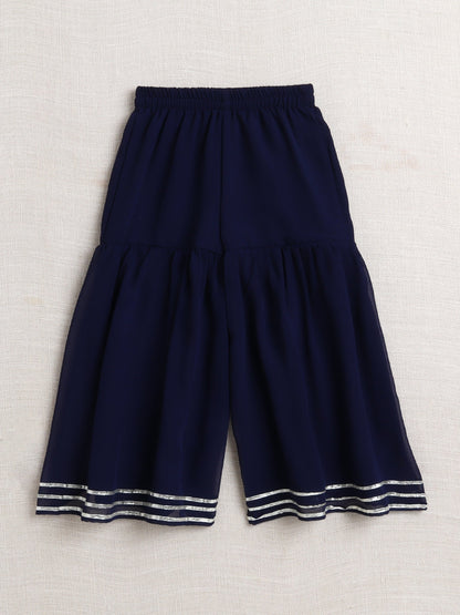 The Magic Wand Singlet Sequins Embellished Kurta and Sharara Set - Navy Blue