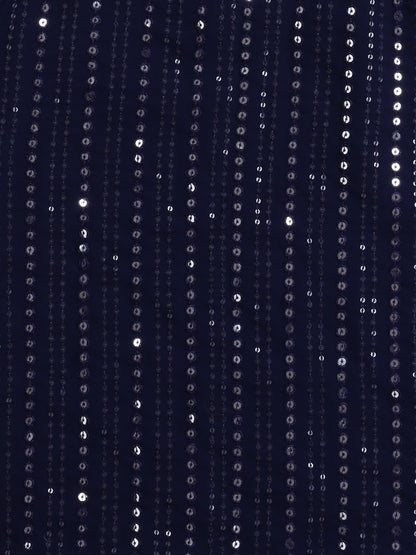 The Magic Wand Singlet Sequins Embellished Kurta and Sharara Set - Navy Blue