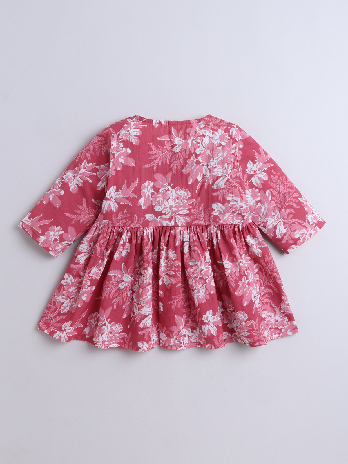 The Magic Wand Cotton Three Fourth Sleeves All Over Printed Top & Pant Set For Girls - Pink