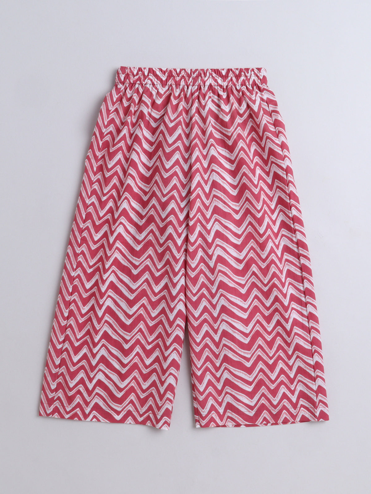 The Magic Wand Cotton Three Fourth Sleeves All Over Printed Top & Pant Set For Girls - Pink