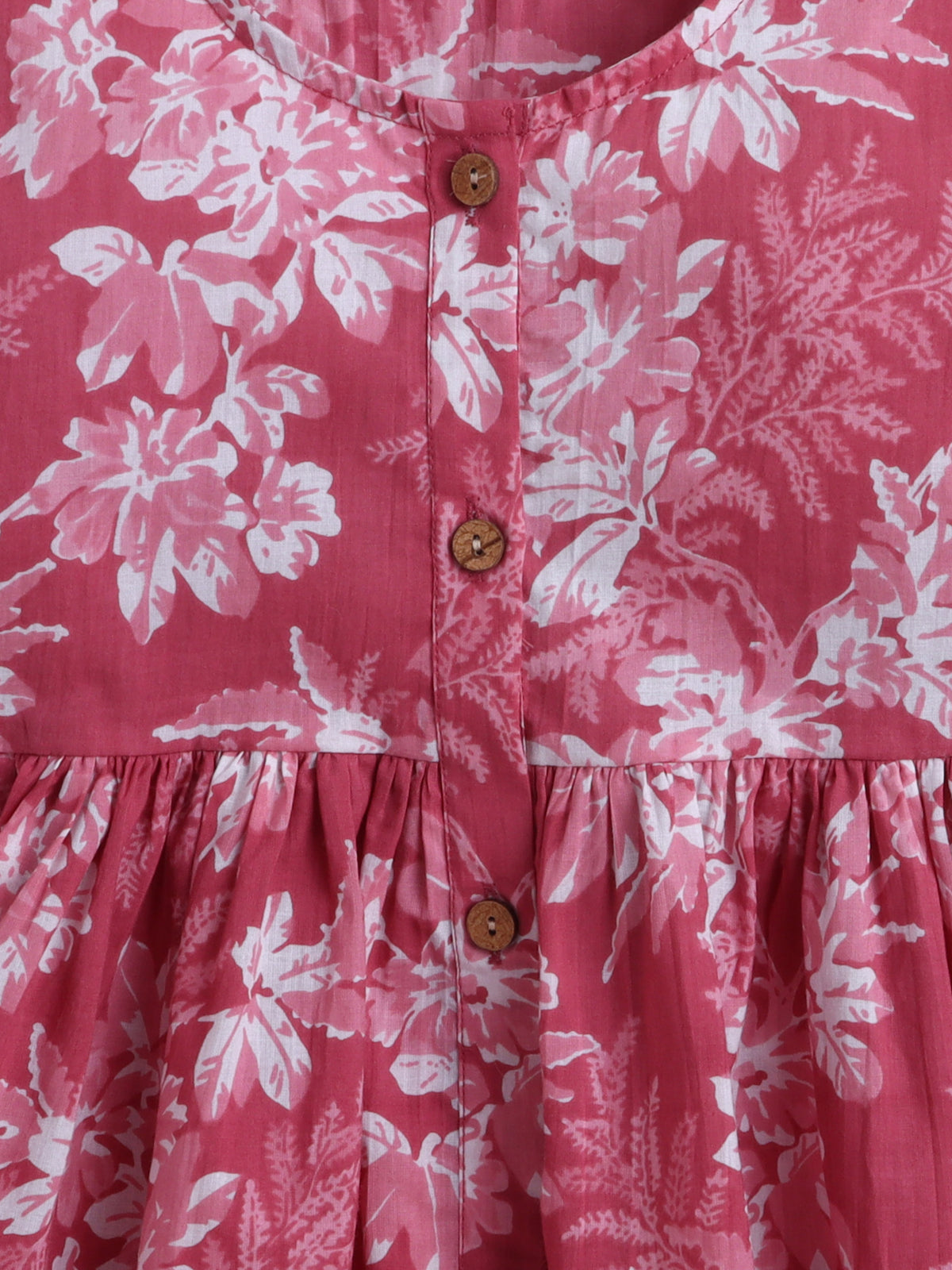 The Magic Wand Cotton Three Fourth Sleeves All Over Printed Top & Pant Set For Girls - Pink