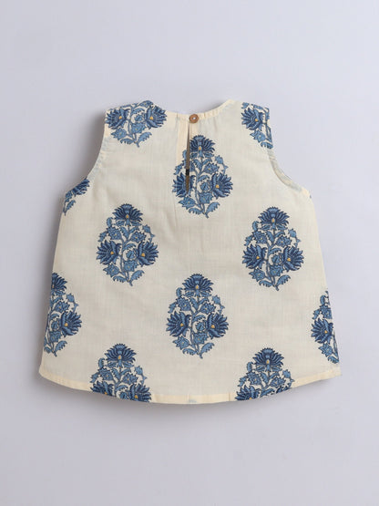 The Magic Wand Cotton Sleeveless All Over Printed Top & Balloon Shorts Set- Off White