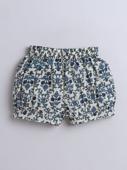 The Magic Wand Cotton Sleeveless All Over Printed Top & Balloon Shorts Set- Off White