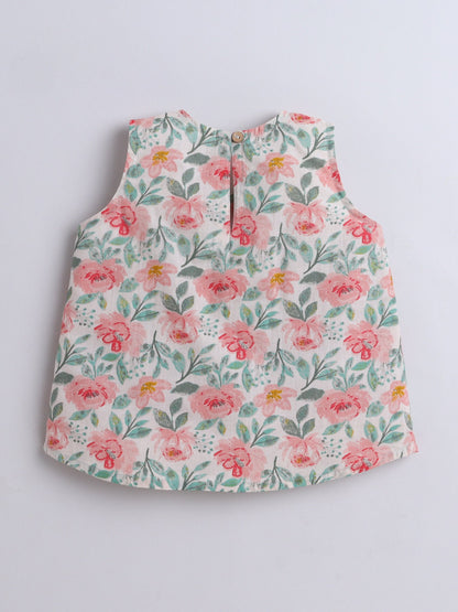 The Magic Wand Cotton Sleeveless All Over Printed Top & Shorts Set-Peach