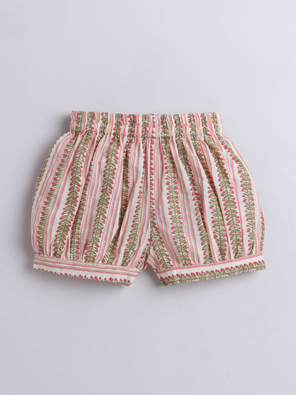 The Magic Wand Cotton Sleeveless All Over Printed Top & Shorts Set-Peach