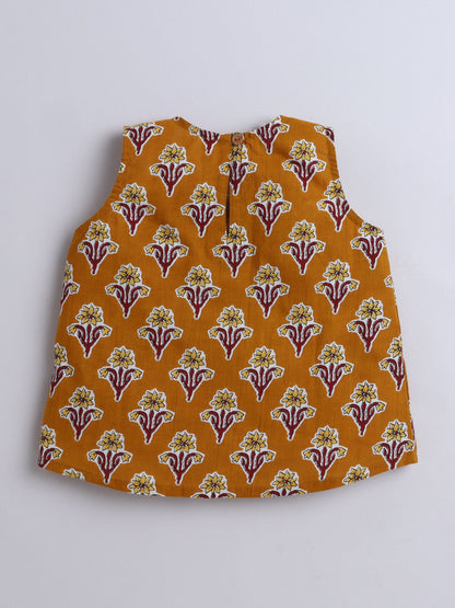 The Magic Wand Cotton Sleeveless All Over Printed Top & Shorts Set-Brown