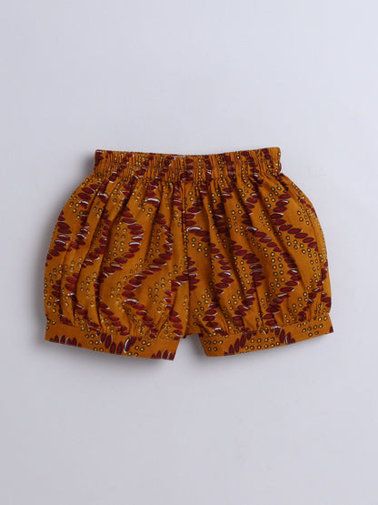 The Magic Wand Cotton Sleeveless All Over Printed Top & Shorts Set-Brown