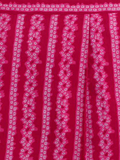 The Magic Wand Cotton Strappy All Over Printed Top and Skirt Set- Fuchsia