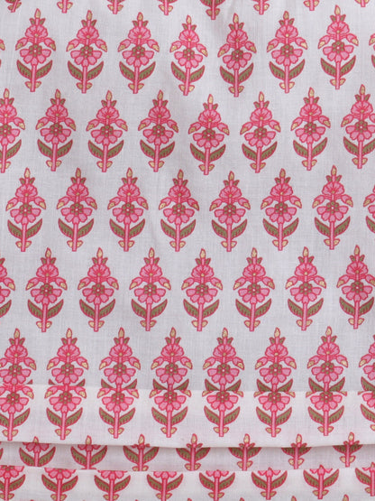 The Magic Wand Cotton Strappy All Over Printed Top and Skirt Set- Pink