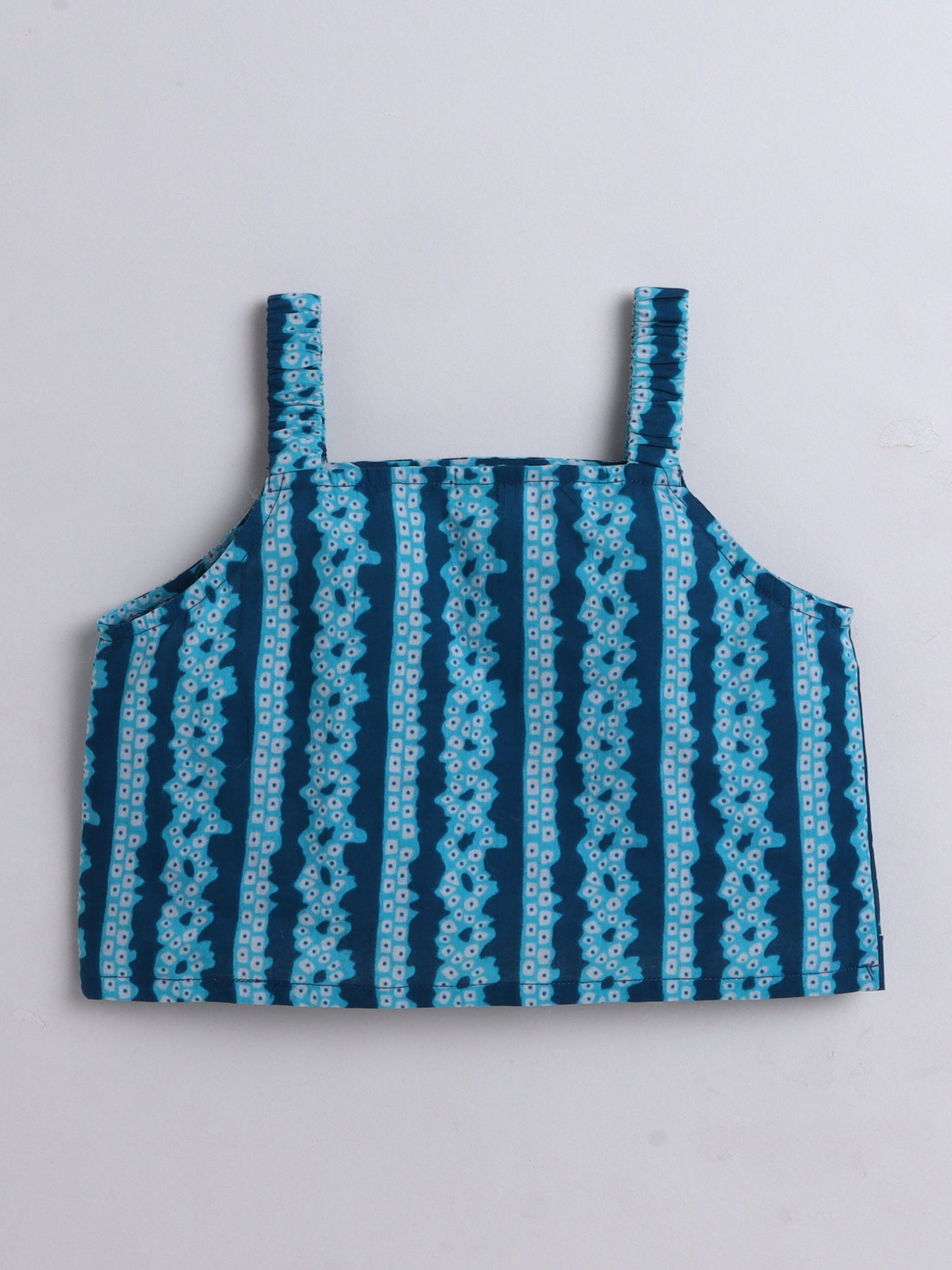 The Magic Wand Cotton Strappy All Over Printed Top and Skirt Set-n Teal Blue