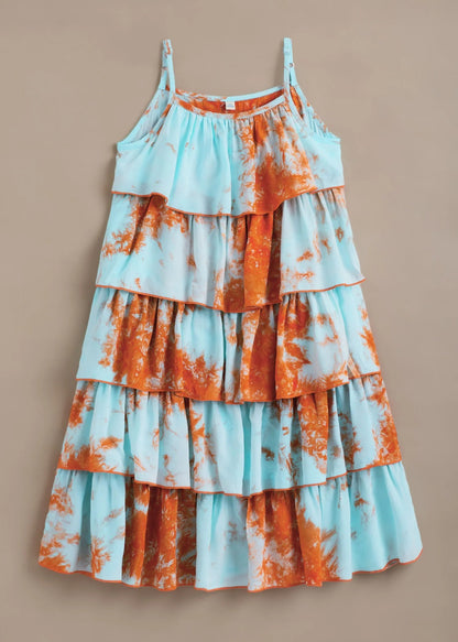 The Magic Wand Cotton Woven Tie & Dye Dress - Blue